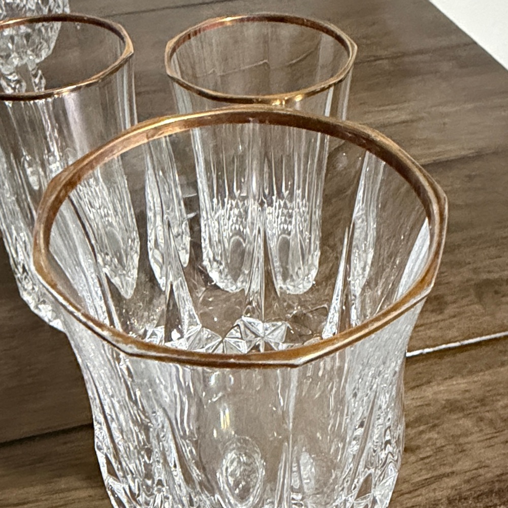 Vintage Cristal d’Arques France 24% Lead Crystal Glasses with Gold Rim – Set of - Picture 7 of 11